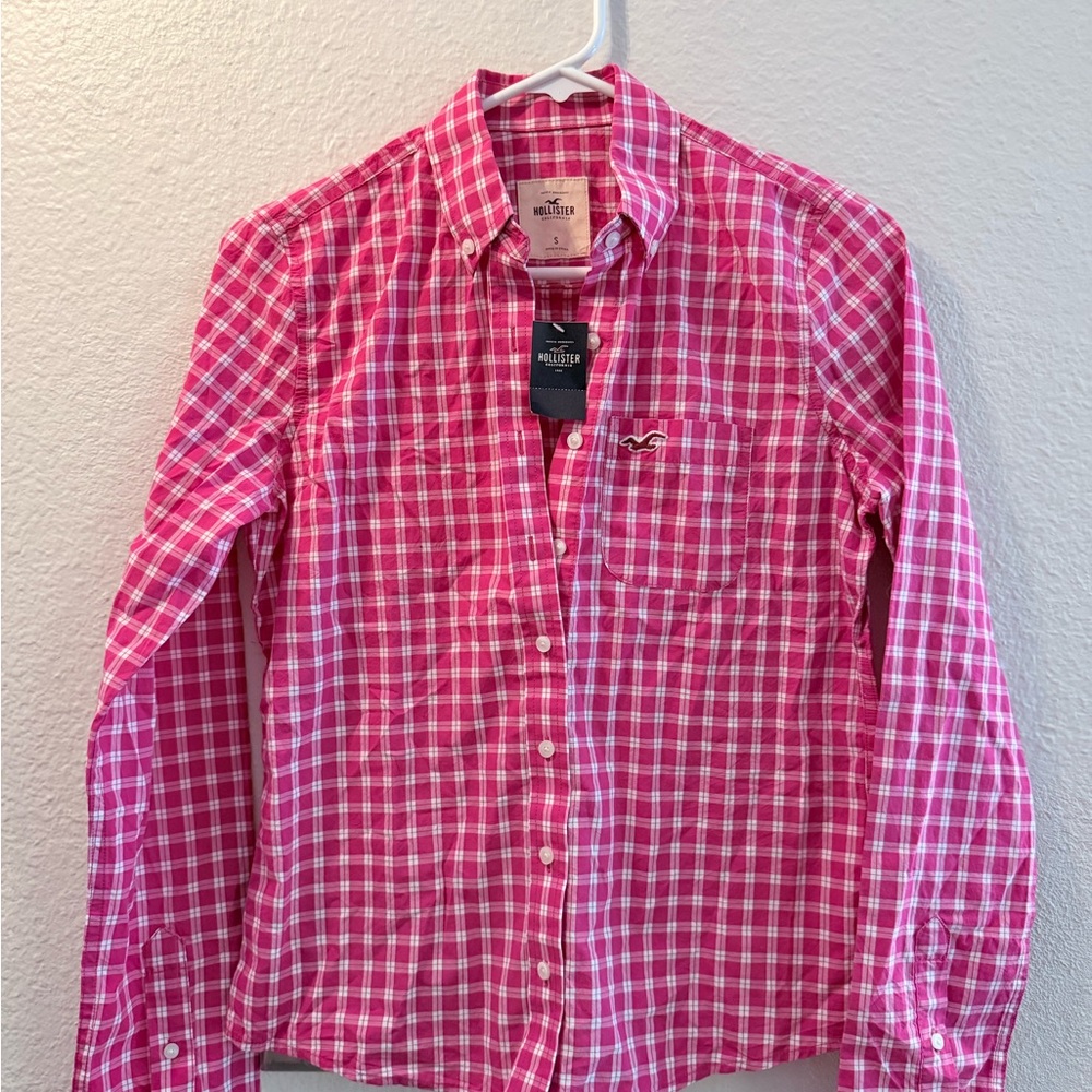 Hollister Vibrant Pink Checkered Shirt